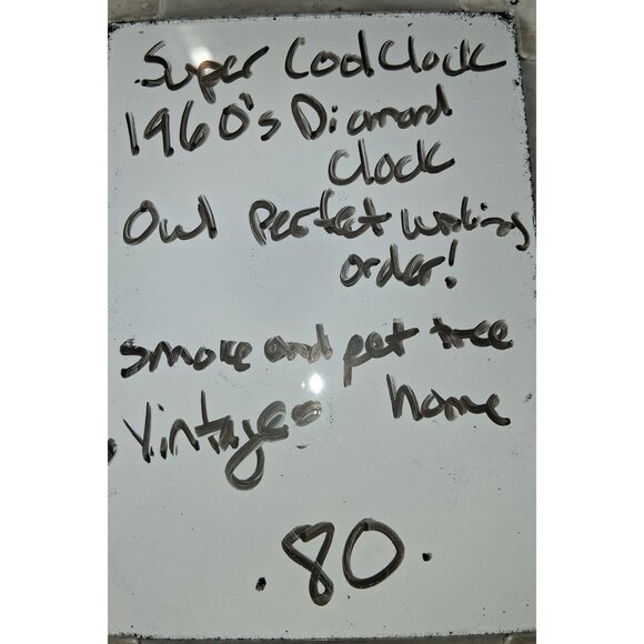 Vintage Blue Owl Design Alarm Clock With Chrome Base & Green Back Mid-Century St - Picture 9 of 9